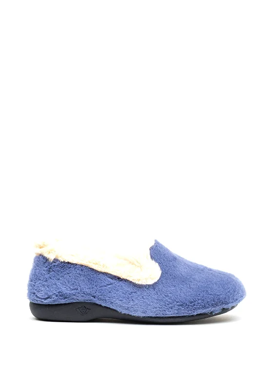 Lunar Fluffy Rubber Sole Slippers, Blue