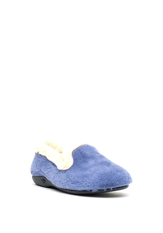 Lunar Fluffy Rubber Sole Slippers, Blue