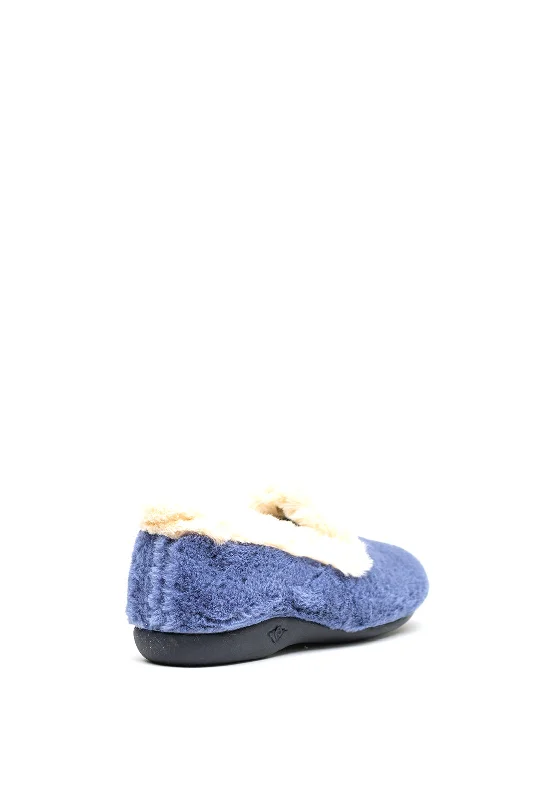 Lunar Fluffy Rubber Sole Slippers, Blue