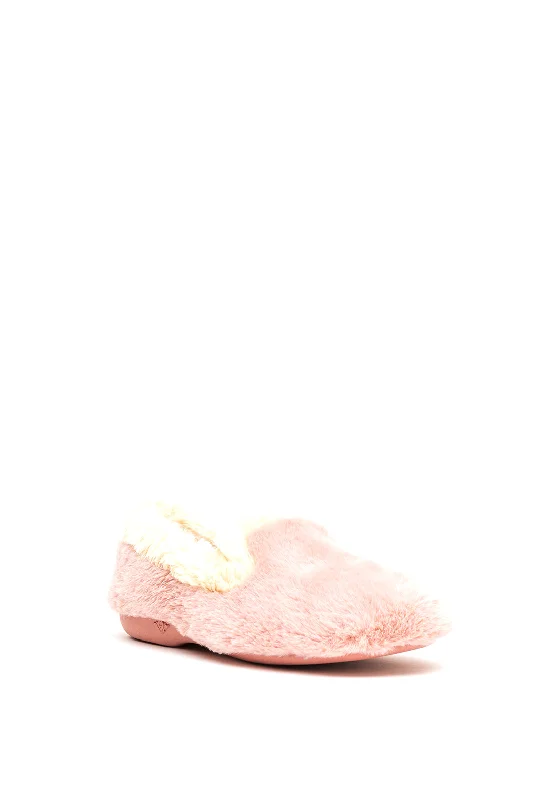 Lunar Fluffy Rubber Sole Slippers, Pink