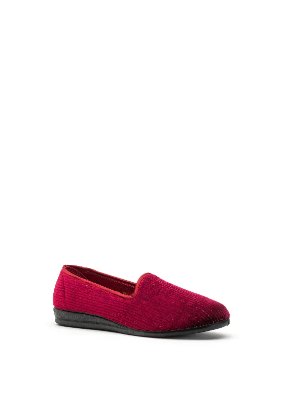 Lunar Velvet Metallic Striped Slippers, Wine