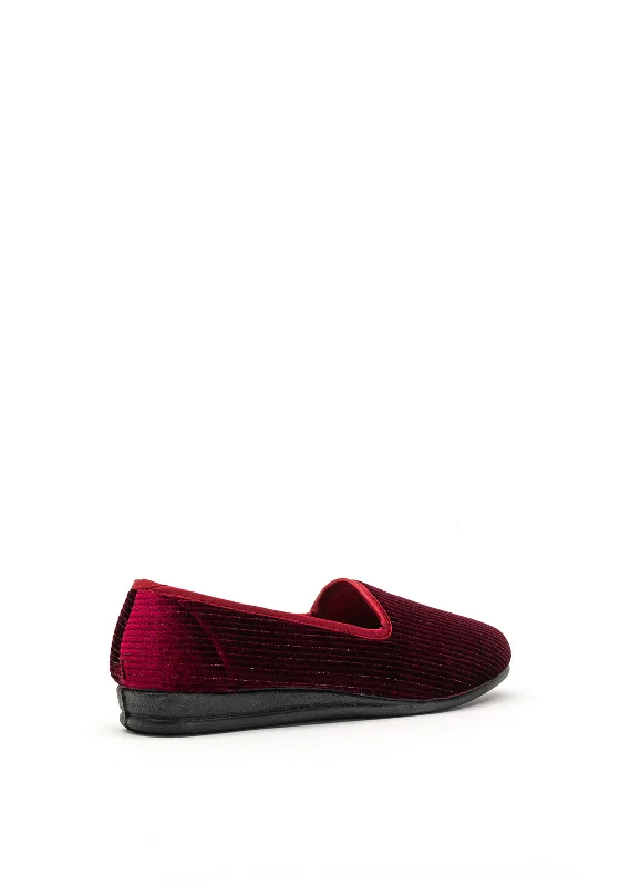 Lunar Velvet Metallic Striped Slippers, Wine