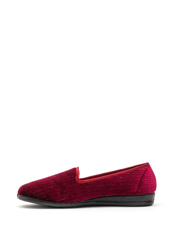 Lunar Velvet Metallic Striped Slippers, Wine