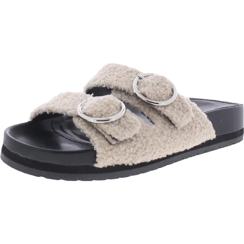 Marc Fisher Womens Keena 2 Faux Fur Textured Flatform Sandals