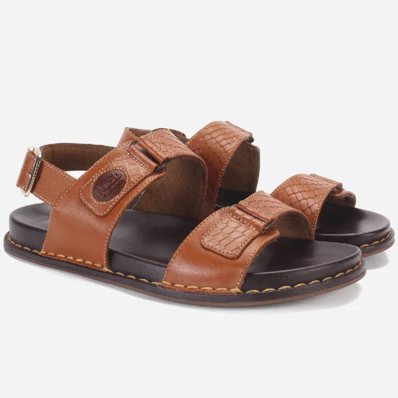 Men ""VEERO"" Leather Open Toe Summer Flat Sandals