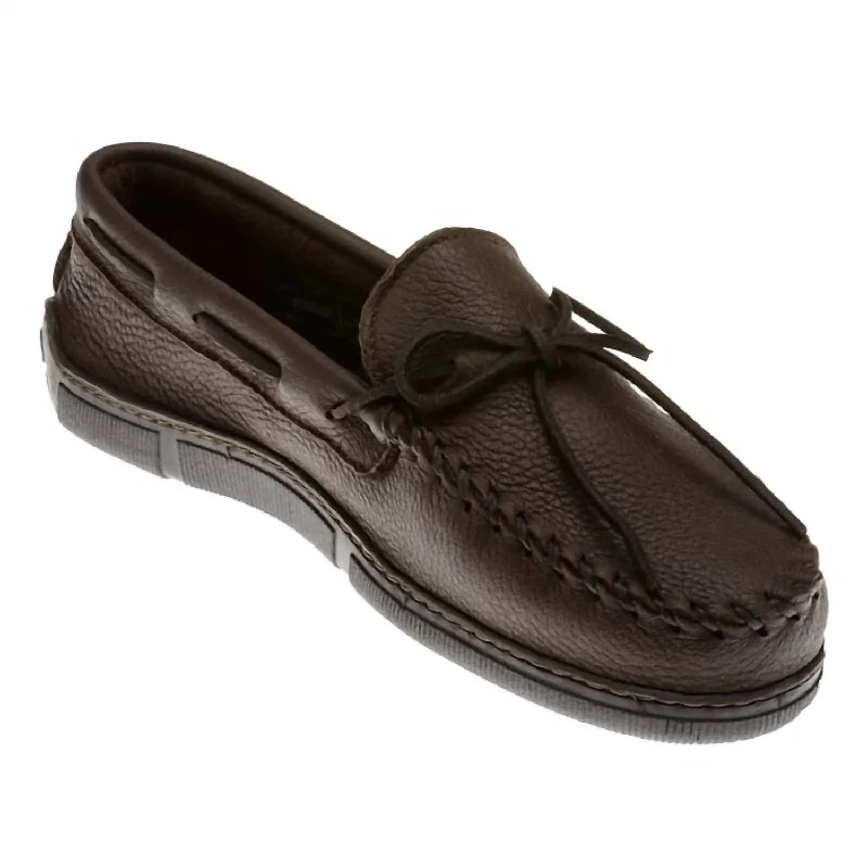 Men's Moosehide Hardsole Moccasin In Chocolate