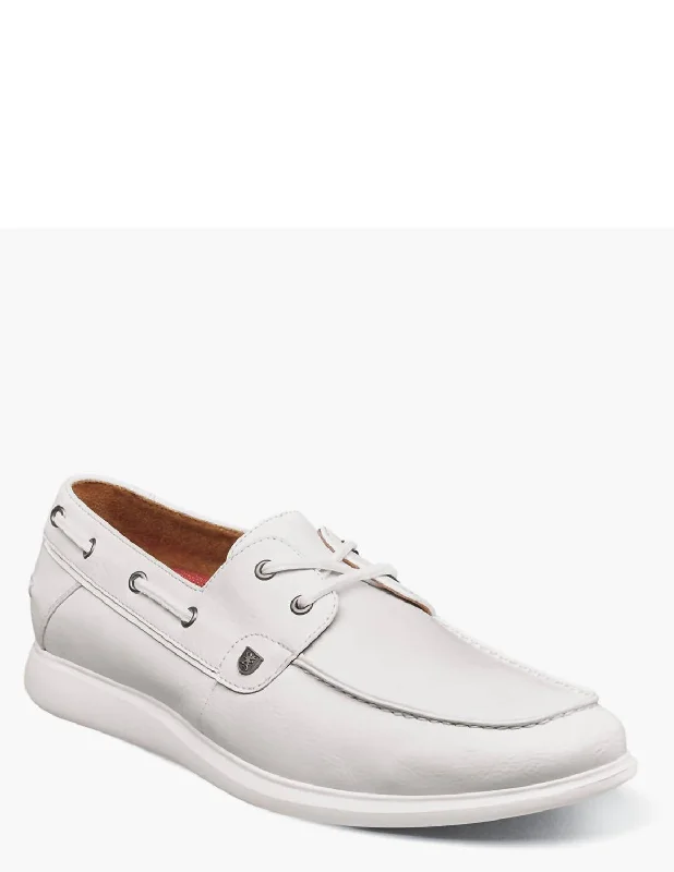 Men's Reid Moc Toe Boat Shoe In White