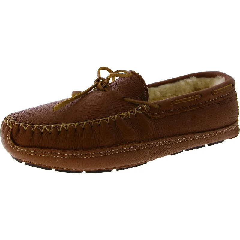 Minnetonka Mens Fur Lined Slip On Loafer Slippers