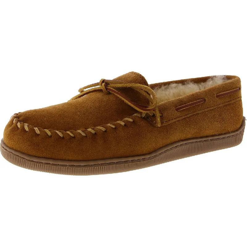 Minnetonka Mens Leather Slip On Moccasin Slippers