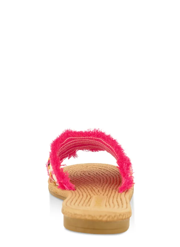 Sequin Fringe Slide Sandals