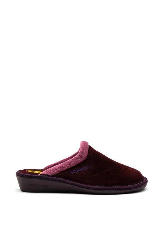 Nordikas Womens Slip On Mule Slipper, Wine