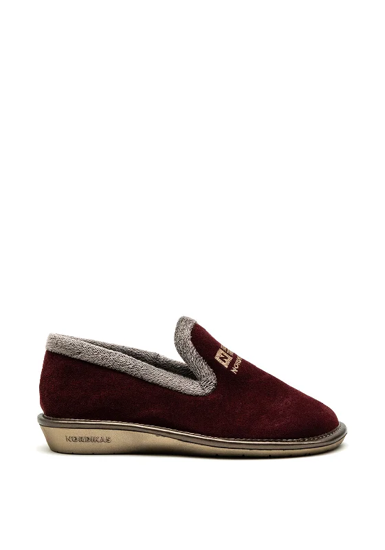 Nordikas Womens Suede Slip On Slipper, Wine