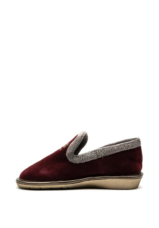 Nordikas Womens Suede Slip On Slipper, Wine