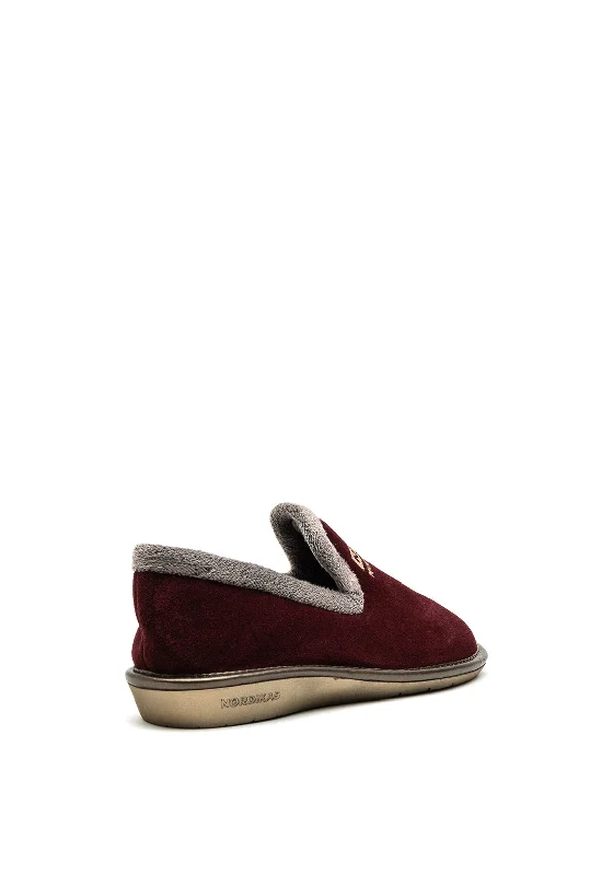 Nordikas Womens Suede Slip On Slipper, Wine