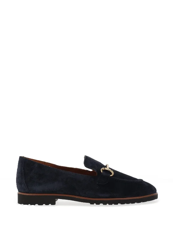 Paul Green Suede Leather Chain Link Loafers, Navy