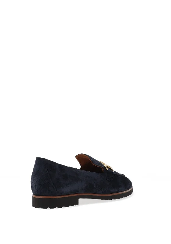 Paul Green Suede Leather Chain Link Loafers, Navy