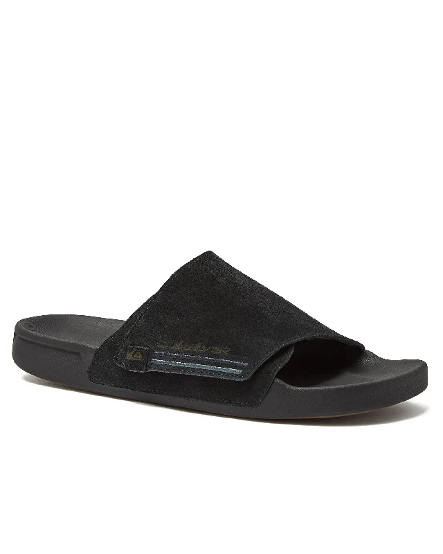 Rivi Suede Slide Sandals - Black 1