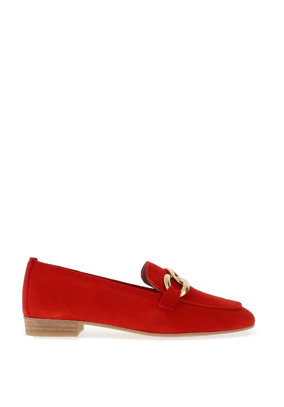 Unisa Buyo Suede Chain Loafer, Scarlet