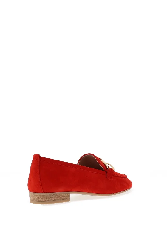 Unisa Buyo Suede Chain Loafer, Scarlet