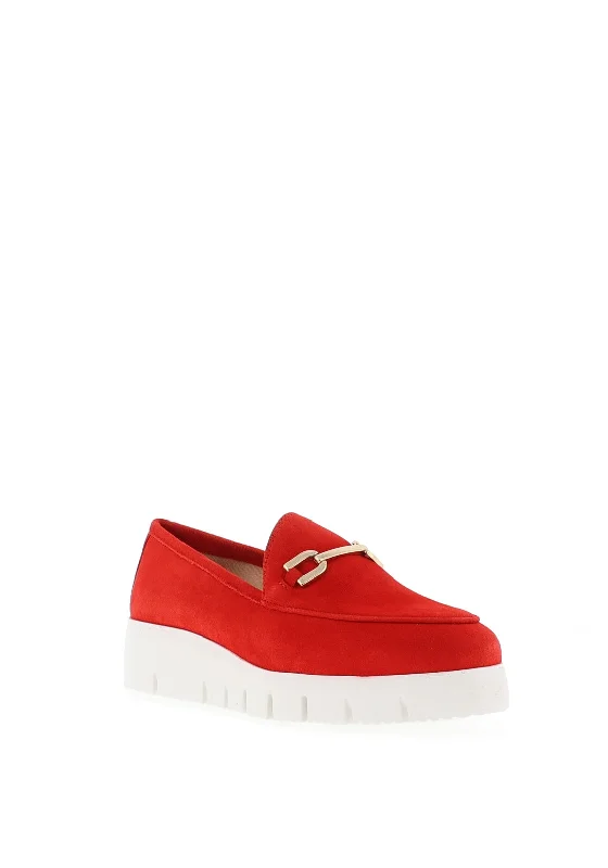 Unisa Famo Leather Platform Loafers, Scarlet