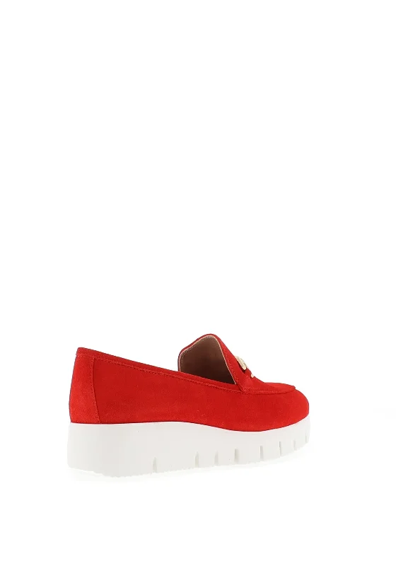 Unisa Famo Leather Platform Loafers, Scarlet