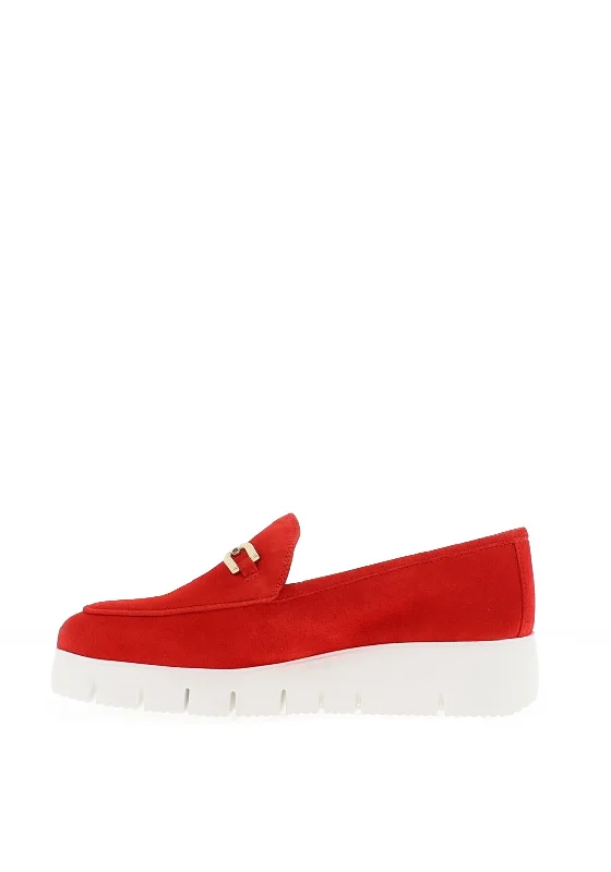 Unisa Famo Leather Platform Loafers, Scarlet