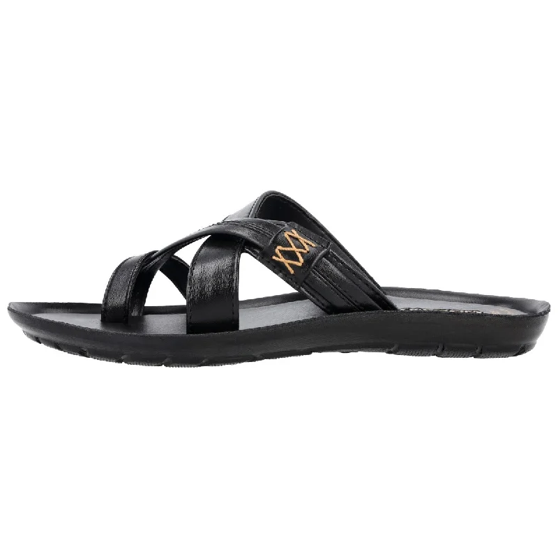 Walkaroo Men Cross Strap Slide Sandals  - 13322 Black