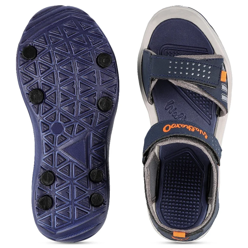 Walkaroo Men Strappy Floater Sandals  - WC4301 Navy Blue orange