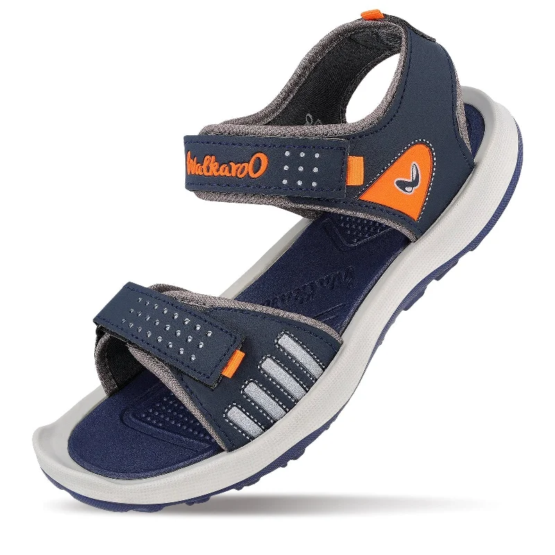 Walkaroo Men Strappy Floater Sandals  - WC4301 Navy Blue orange