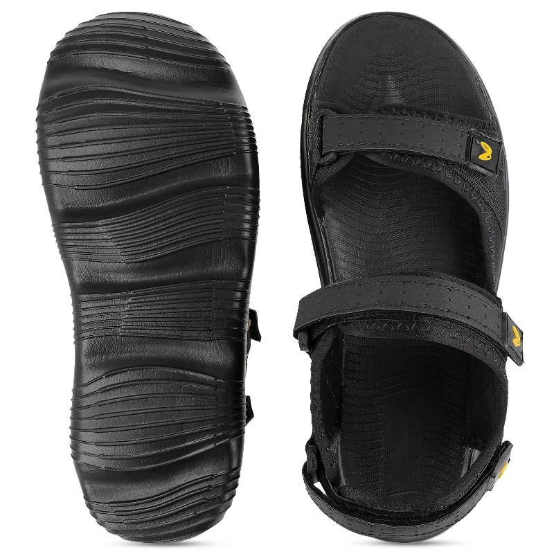 Walkaroo Men Strappy Floater Sandals  - WC4334 Black Black