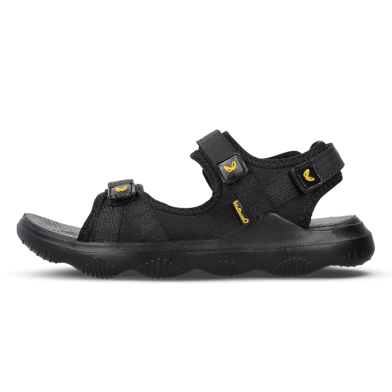 Walkaroo Men Strappy Floater Sandals  - WC4334 Black Black