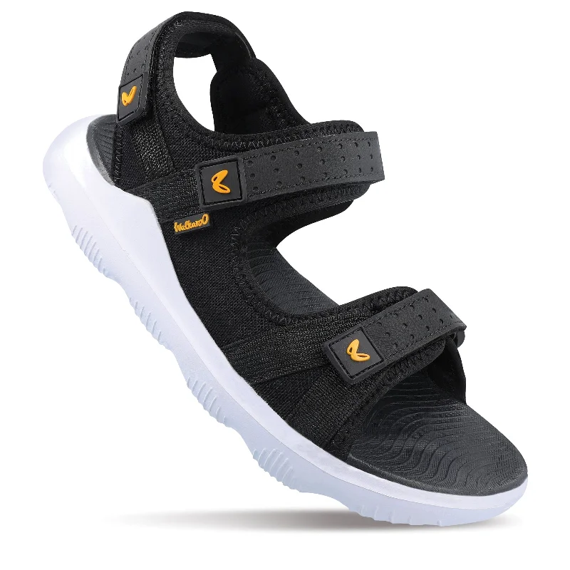 Walkaroo Men Strappy Floater Sandals  - WC4334 Black white