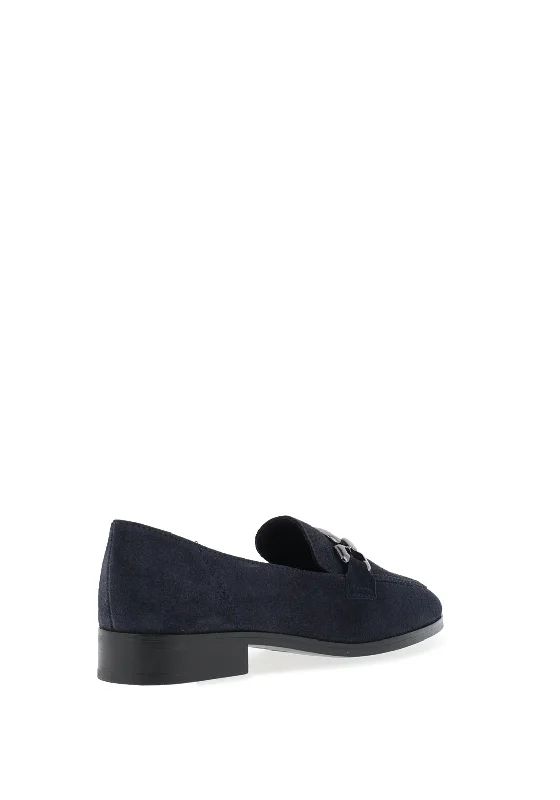 Tamaris Leather Suede Buckle Loafers, Navy