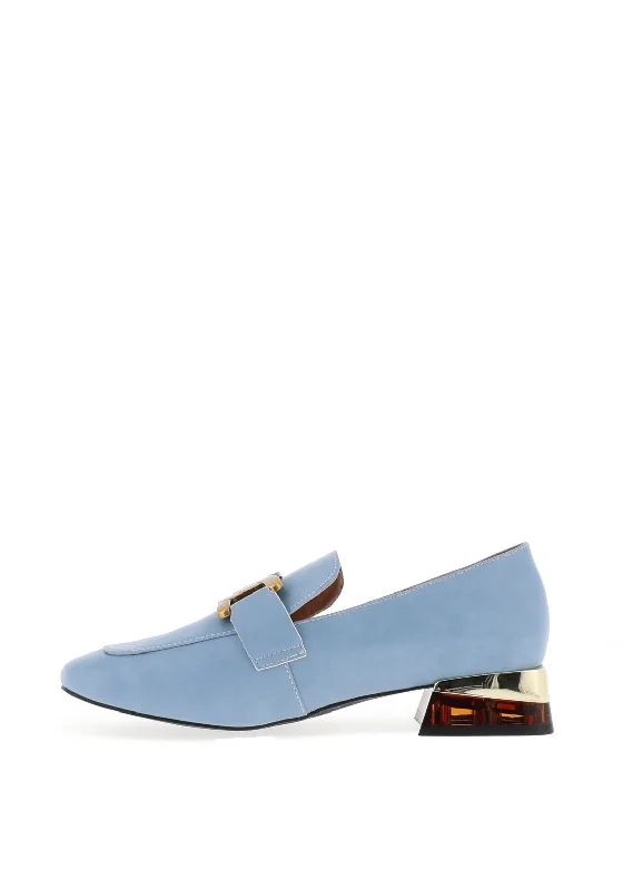 Zanni & Co. Laocai Block Heel Loafers, Aqua