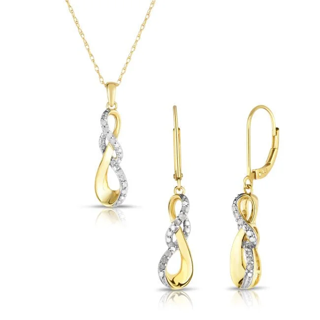 1/5 CTW Diamond Pendant and Earrings Set in Gold Plated Sterling Silver