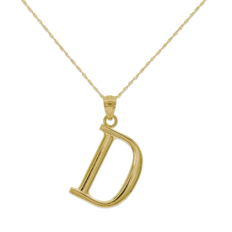 10KT Yellow Gold 18-inch 30MM Initial Pendant; Initial D