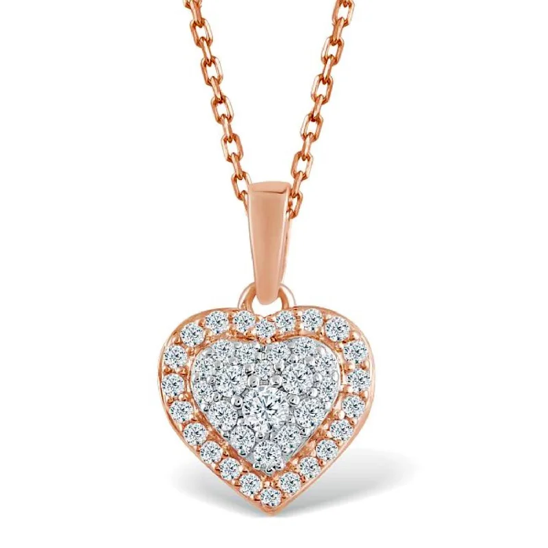 Red Hot Deal 1/4 CTW Diamond Heart 18-inch Pendant in 10KT Rose Gold