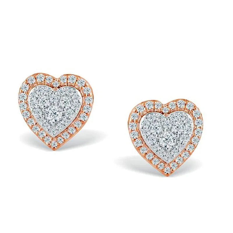 Red Hot Deal 1/4 CTW Diamond Heart Stud Earrings in 10KT Rose Gold